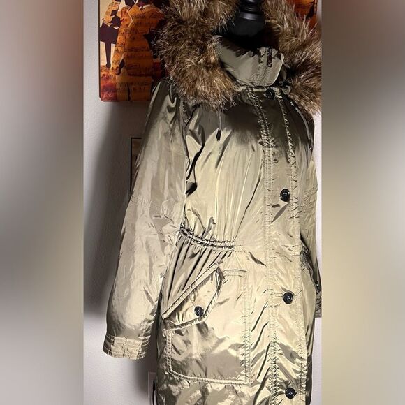 Banana Republic Women’s Parka Removable Hood Olive Green Coat EUC!! - Picture 7 of 12